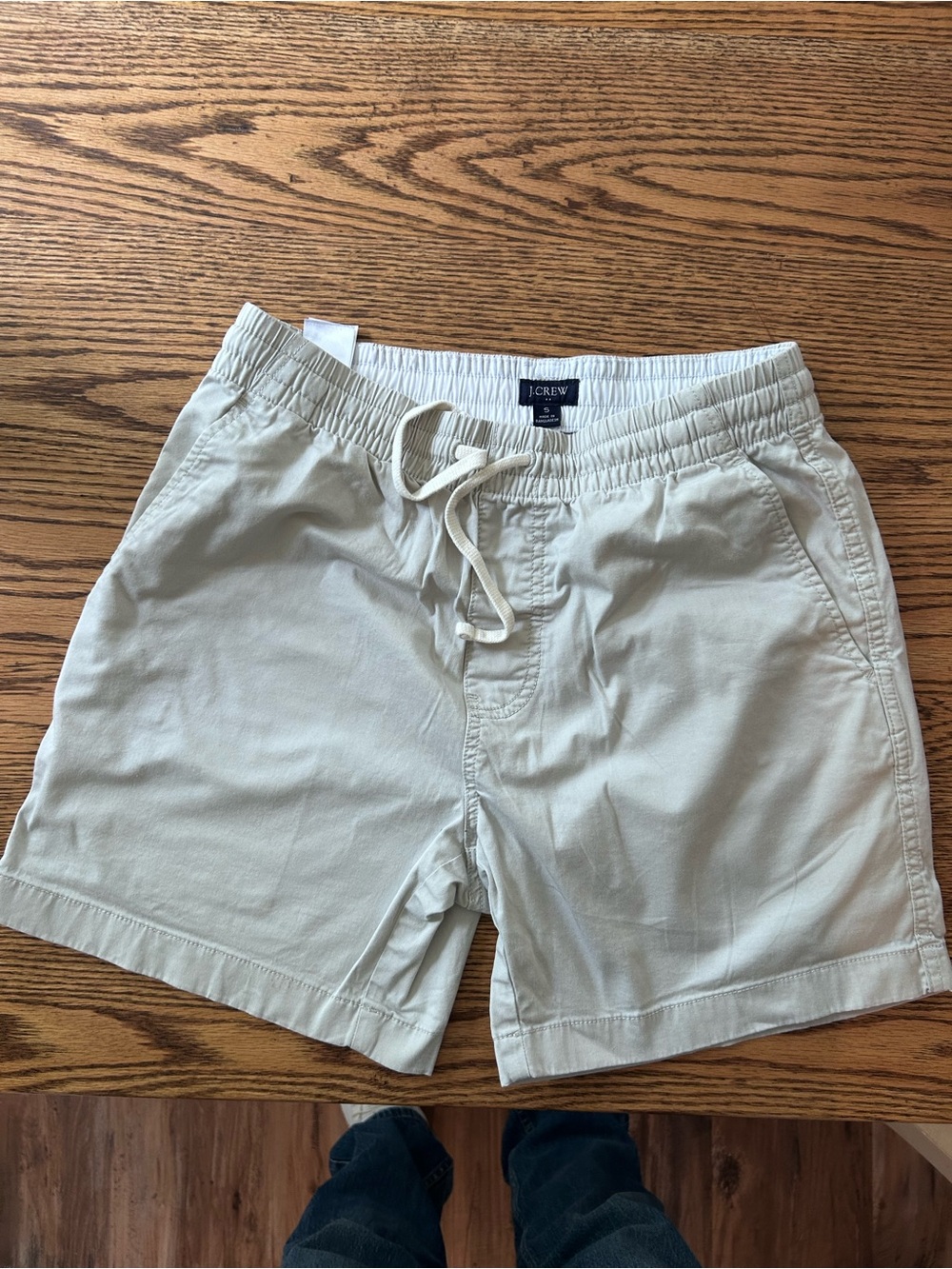 J. Crew Men's Light Beige Elastic Waist Flat Front Shorts
